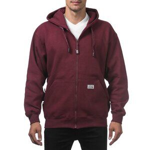 Pro Club Men's Heavyweight Full Zip Fleece Hoodie, Maroon - New